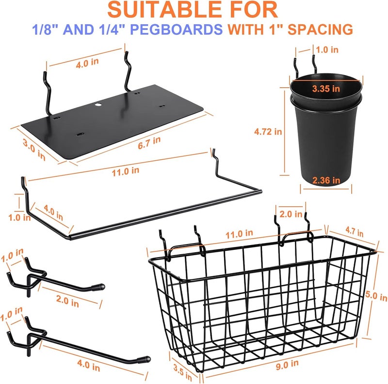 G.CORE Pegboard Organizer Accessories 18 Pack, Peg Board Hooks Assortment Organizer Accessory, Various Tools Storage Arrange System Kit for Garage Craft Workshop Workbench Hobby Office - Image 2